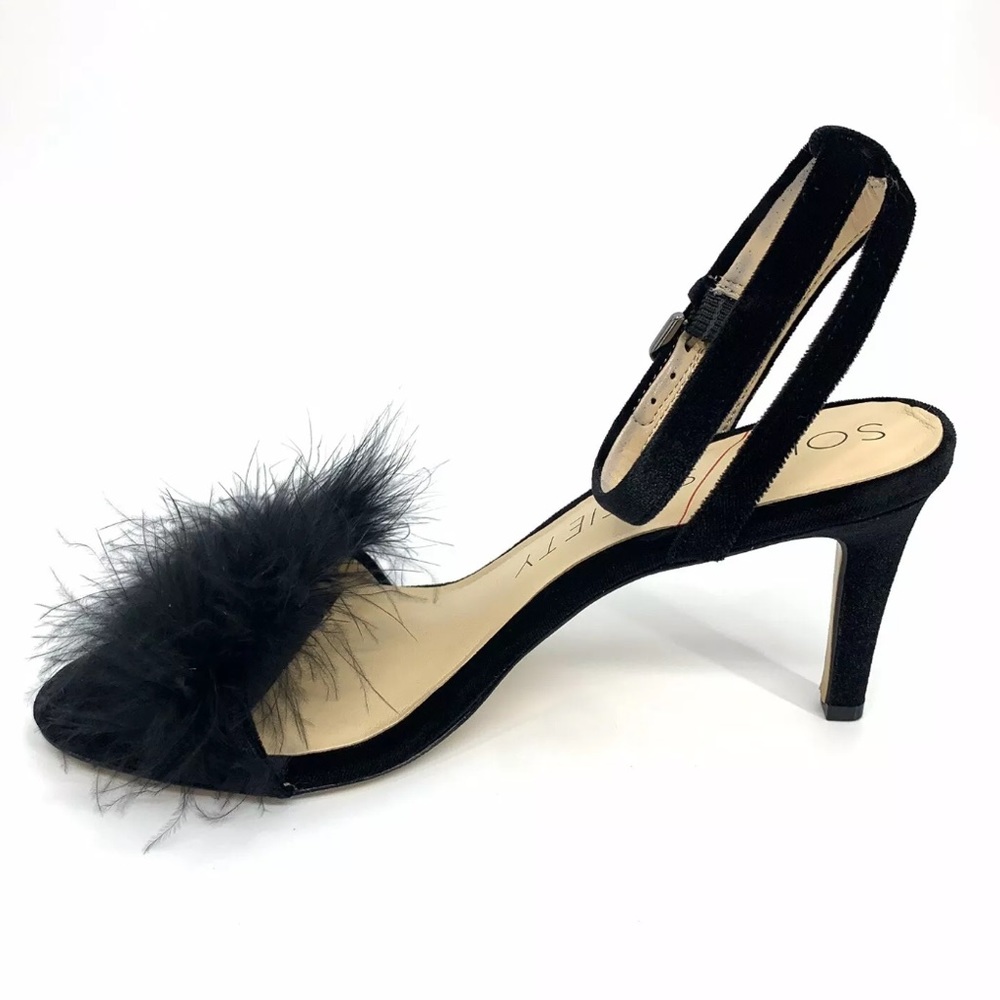 SOLE SOCIETY NEW Lindzay Feather Velvet Sandal: 8M - Picture 3 of 8